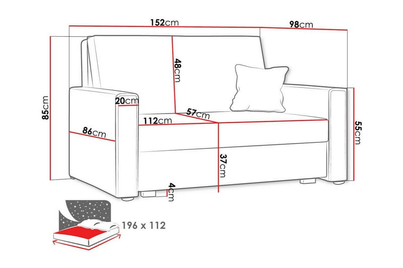 Denegal 2-sits Bäddsoffa - Möbler - Soffa - Bäddsoffa