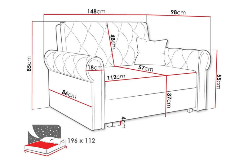 Denegal 2-sits Bäddsoffa - Möbler - Soffa - Bäddsoffa