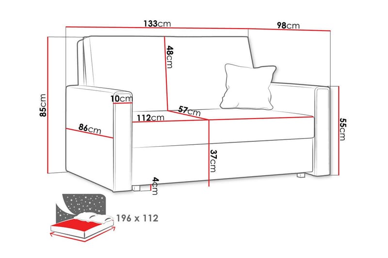 Denegal 2-sits Bäddsoffa - Möbler - Soffa - Bäddsoffa