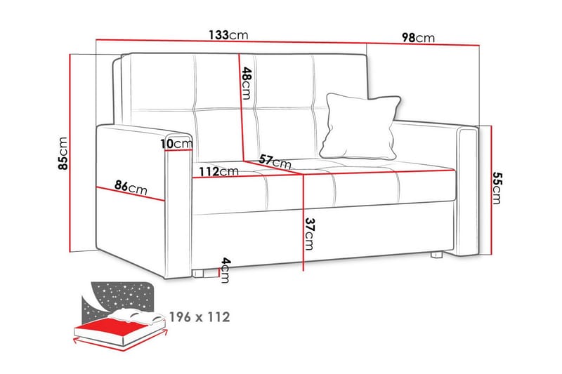 Denegal 2-sits Bäddsoffa - Möbler - Soffa - Bäddsoffa