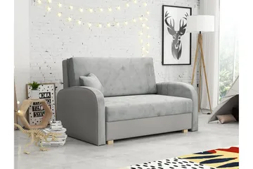 Denegal 2-sits Framåtbäddad Bäddsoffa 112x196 cm med Förvaring i Sammet - Grå - Möbler - Soffa - Bäddsoffa