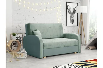 Denegal 2-sits Framåtbäddad Bäddsoffa 112x196 cm med Förvaring i Sammet - Mintgrön - Möbler - Soffa - Bäddsoffa