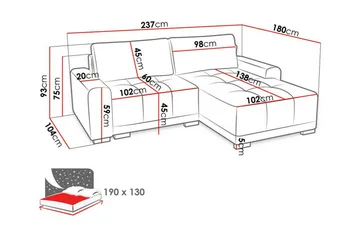 Denegal 2-sits Hörnbäddsoffa - Möbler - Soffa - Bäddsoffa