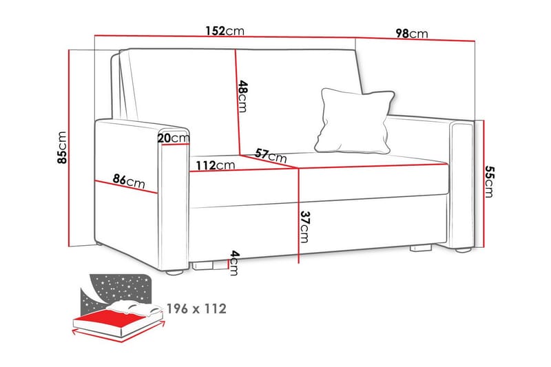 Denegal 2-sits liten bäddsoffa i Manchester - Blå - Möbler - Soffa - Bäddsoffa