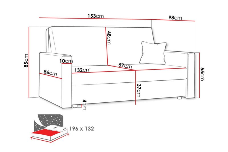 Denegal 2-sits liten bäddsoffa i Manchester - Blå - Möbler - Soffa - Bäddsoffa
