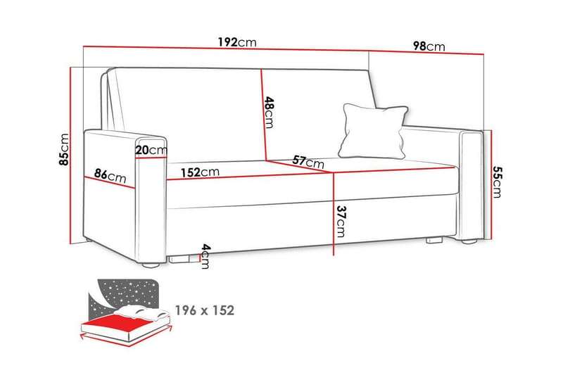 Denegal 2-sits liten bäddsoffa i Manchester - Brun - Möbler - Soffa - Bäddsoffa