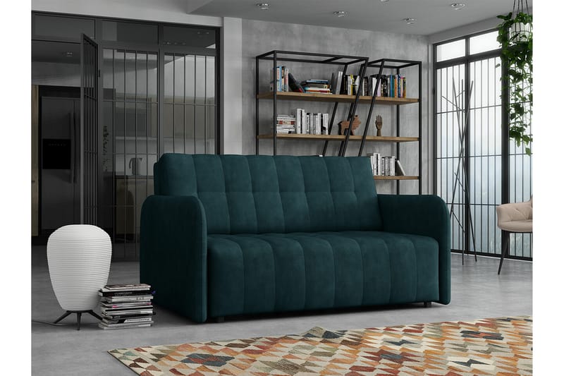 Denegal 2-sits liten bäddsoffa i Mocka - Blå , Grön - Möbler - Soffa - Bäddsoffa