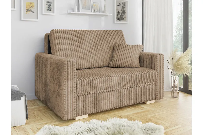 Denegal 2-sits liten bäddsoffa i Sammet - Beige - Möbler - Soffa - Bäddsoffa