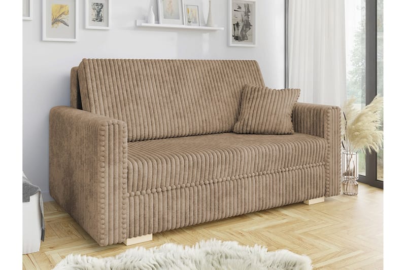 Denegal 2-sits liten bäddsoffa i Sammet - Beige - Möbler - Soffa - Bäddsoffa