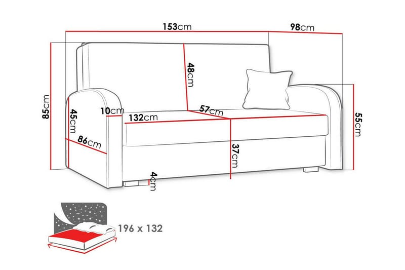 Denegal 2-sits liten bäddsoffa i Sammet - Grå - Möbler - Soffa - Bäddsoffa