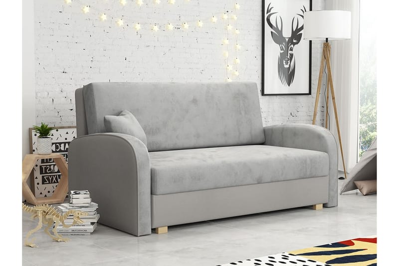 Denegal 2-sits liten bäddsoffa i Sammet - Grå - Möbler - Soffa - Bäddsoffa