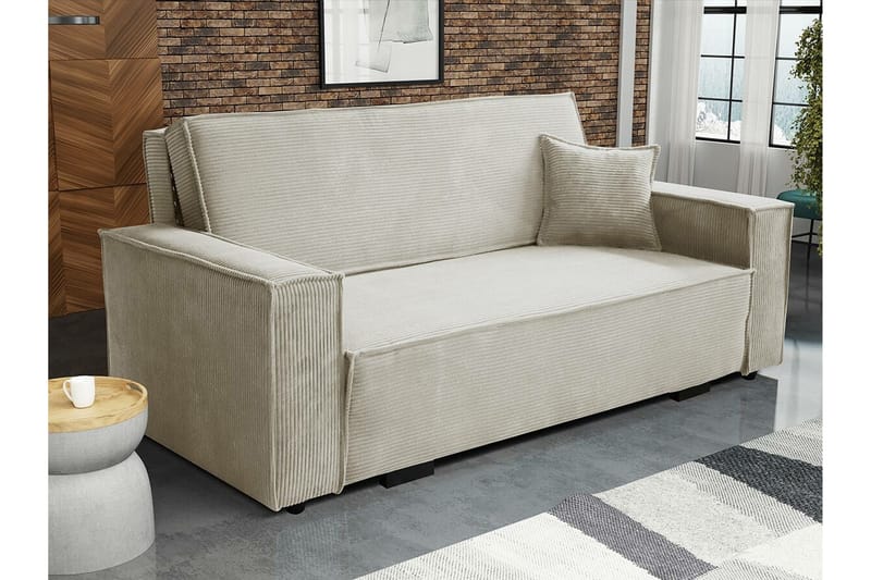Denegal 2-sits liten bäddsoffa i Tyg - Beige - Möbler - Soffa - Bäddsoffa