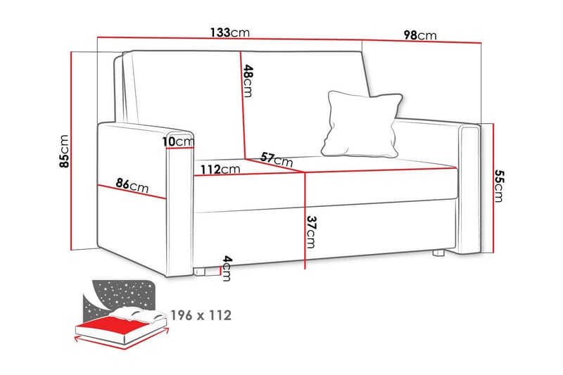 Denegal 2-sits liten bäddsoffa i Tyg - Blå - Möbler - Soffa - Bäddsoffa