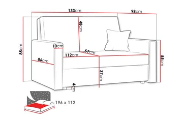 Denegal 2-sits liten bäddsoffa i Tyg - Blå - Möbler - Soffa - Bäddsoffa