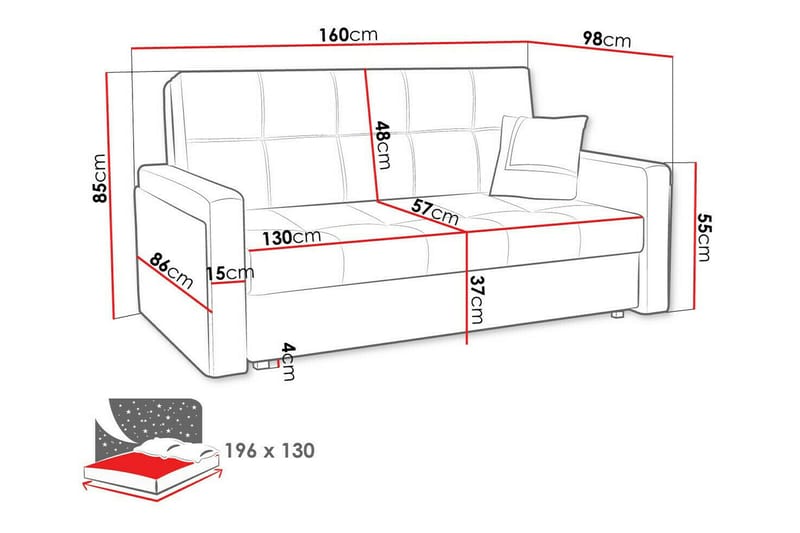 Denegal 2-sits liten bäddsoffa i Tyg - Blå - Möbler - Soffa - Bäddsoffa
