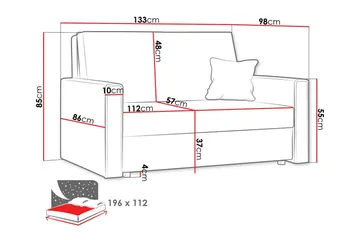 Denegal 2-sits liten bäddsoffa i Tyg - Grå - Möbler - Soffa - Bäddsoffa
