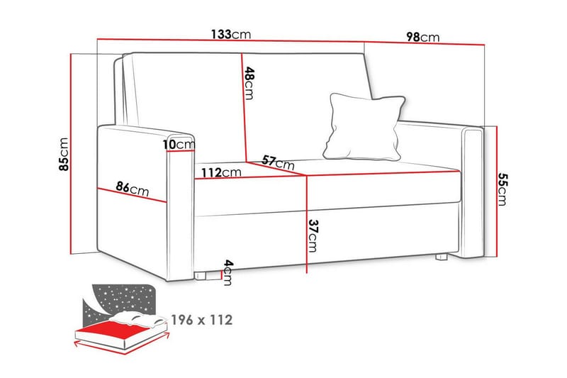 Denegal 2-sits liten bäddsoffa i Tyg - Grön - Möbler - Soffa - Bäddsoffa