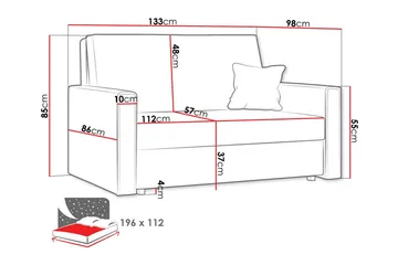 Denegal 2-sits liten bäddsoffa i Tyg - Gul - Möbler - Soffa - Bäddsoffa