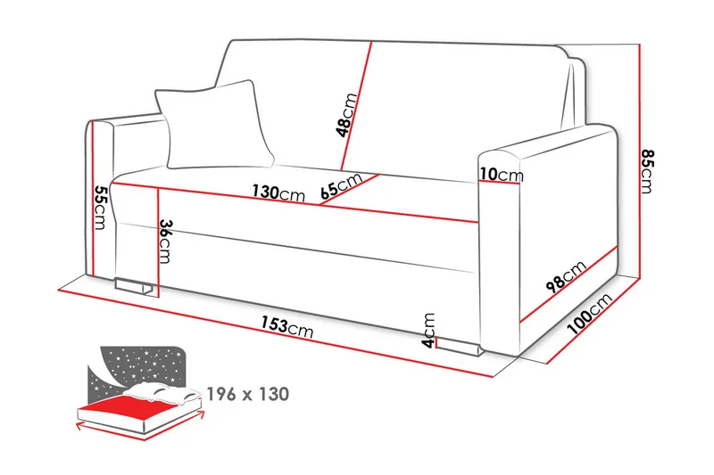 Denegal 2-sits liten bäddsoffa i Plysch - Beige - Möbler - Soffa - Bäddsoffa