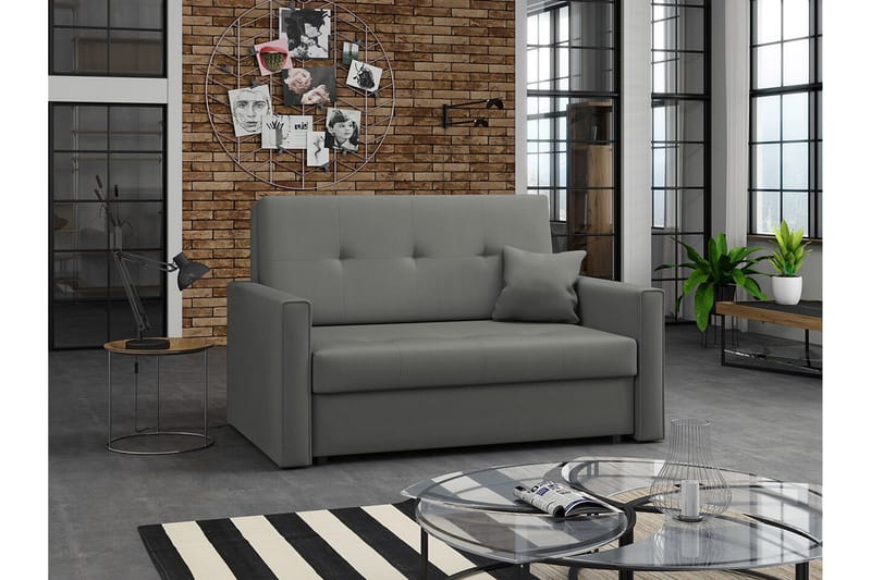 Denegal 2-sits liten bäddsoffa i Plysch - Grå - Möbler - Soffa - Bäddsoffa