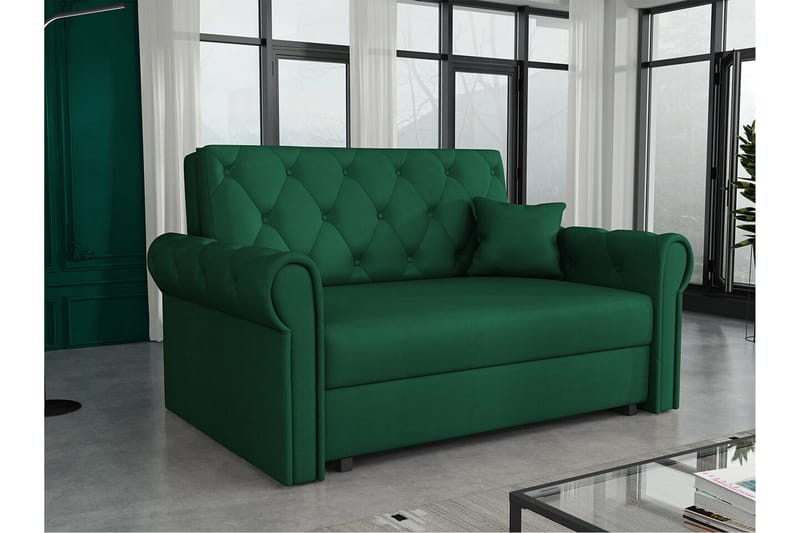 Denegal 2-sits liten bäddsoffa i Plysch - Grön - Möbler - Soffa - Bäddsoffa
