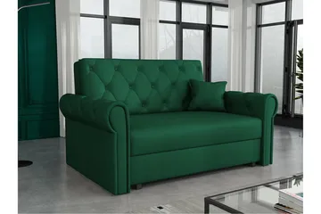 Denegal 2-sits liten bäddsoffa i Plysch - Grön - Möbler - Soffa - Bäddsoffa