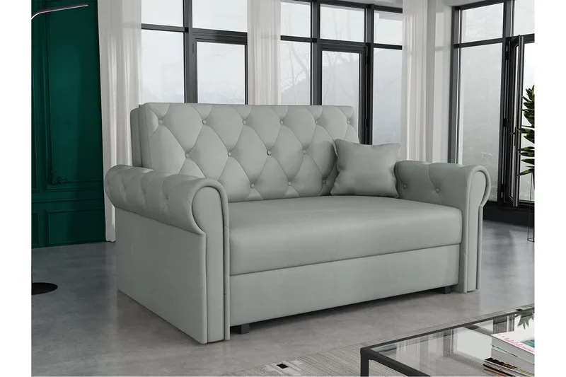 Denegal 2-sits liten bäddsoffa i Plysch - Grå - Möbler - Soffa - Bäddsoffa