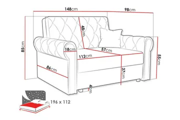 Denegal 2-sits liten bäddsoffa i Plysch - Grå - Möbler - Soffa - Bäddsoffa