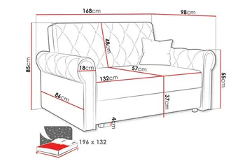 Denegal 2-sits liten bäddsoffa i Plysch - Grå - Möbler - Soffa - Bäddsoffa