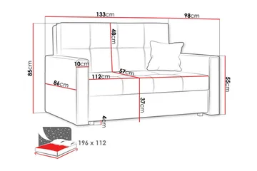 Denegal 2-sits liten bäddsoffa i Plysch - Gul - Möbler - Soffa - Bäddsoffa