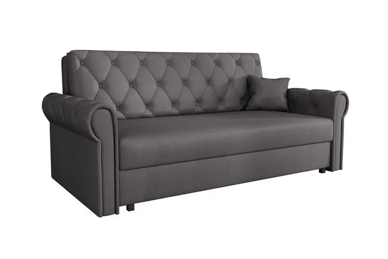 Denegal 2-sits liten bäddsoffa i Plysch, Grå