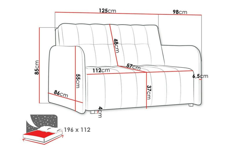 Denegal 2-sits liten bäddsoffa i Plysch - Grå - Möbler - Soffa - Bäddsoffa