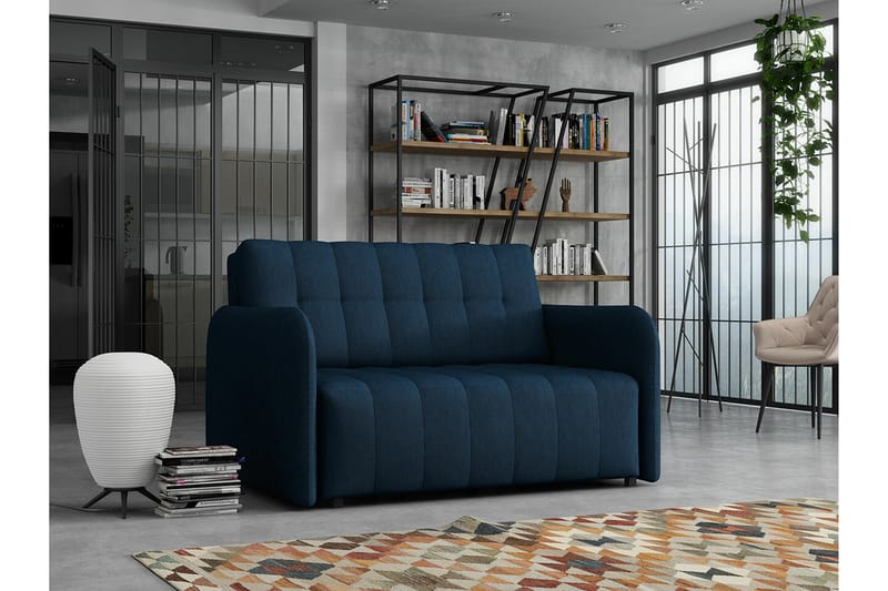 Denegal 2-sits liten bäddsoffa i Plysch - Blå - Möbler - Soffa - Bäddsoffa