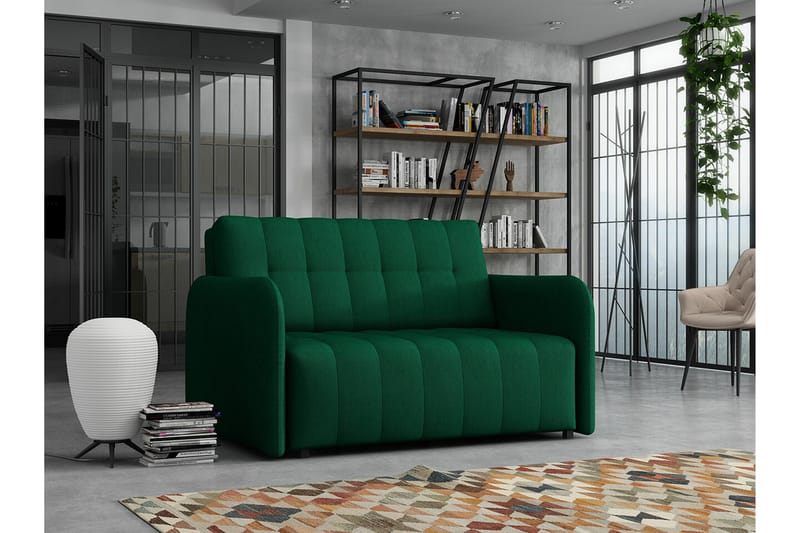 Denegal 2-sits liten bäddsoffa i Plysch - Grön - Möbler - Soffa - Bäddsoffa