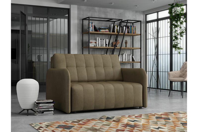 Denegal 2-sits liten bäddsoffa i Plysch - Brun - Möbler - Soffa - Bäddsoffa