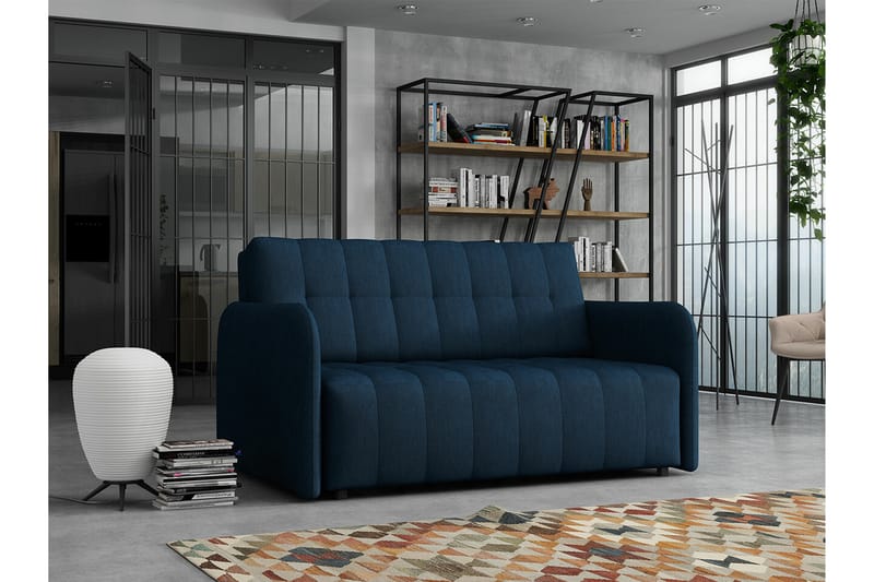 Denegal 2-sits liten bäddsoffa i Plysch - Blå - Möbler - Soffa - Bäddsoffa