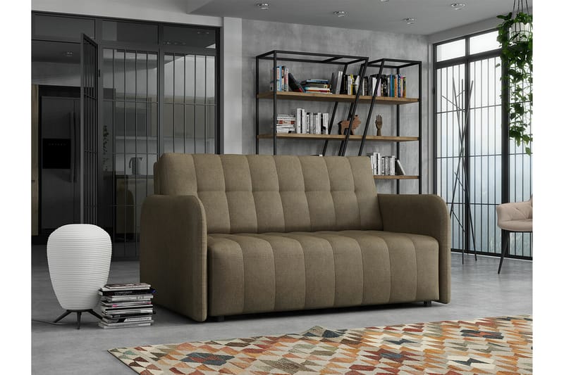 Denegal 2-sits liten bäddsoffa i Plysch - Brun - Möbler - Soffa - Bäddsoffa