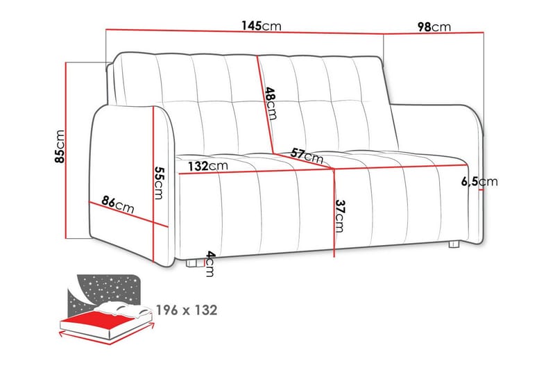 Denegal 2-sits liten bäddsoffa i Plysch - Brun - Möbler - Soffa - Bäddsoffa