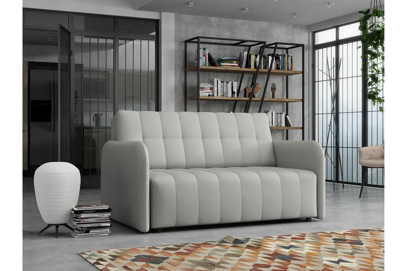 Denegal 2-sits liten bäddsoffa i Plysch - Grå - Möbler - Soffa - Bäddsoffa