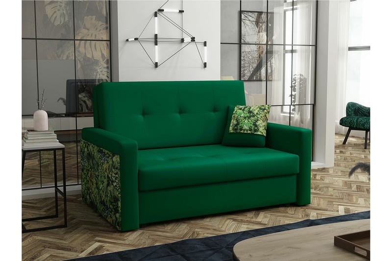 Denegal 2-sits liten bäddsoffa i Plysch - Grön - Möbler - Soffa - Bäddsoffa