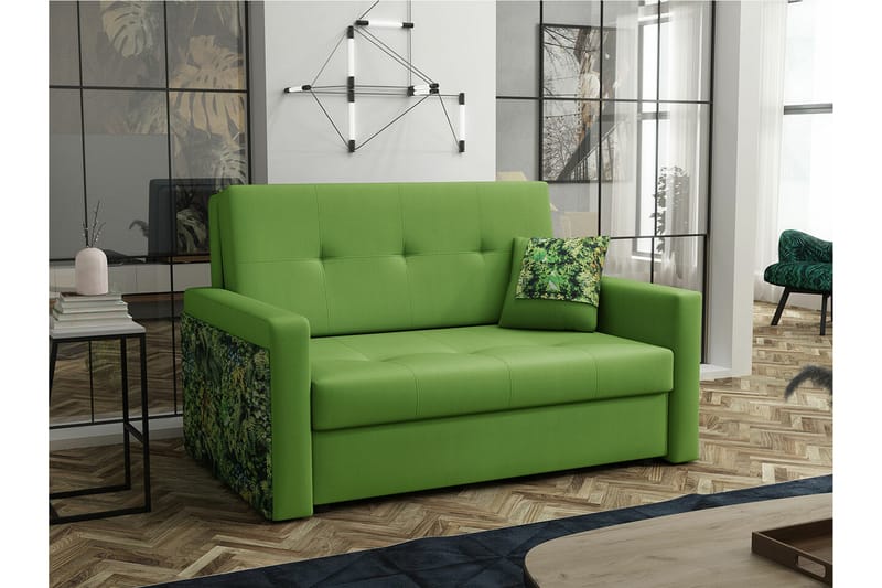 Denegal 2-sits liten bäddsoffa i Plysch - Grön - Möbler - Soffa - Bäddsoffa