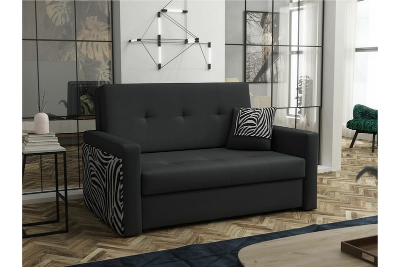 Denegal 2-sits liten bäddsoffa i Plysch - Grå - Möbler - Soffa - Bäddsoffa