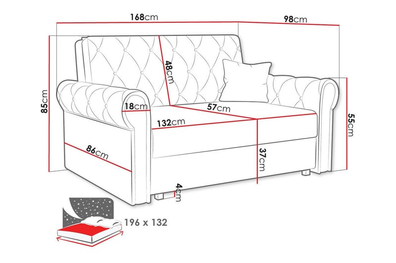 Denegal 2-sits liten bäddsoffa i Plysch - Blå - Möbler - Soffa - Bäddsoffa