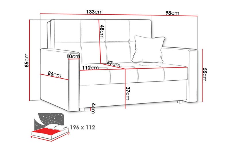 Denegal 2-sits liten bäddsoffa i Plysch - Beige - Möbler - Soffa - Bäddsoffa