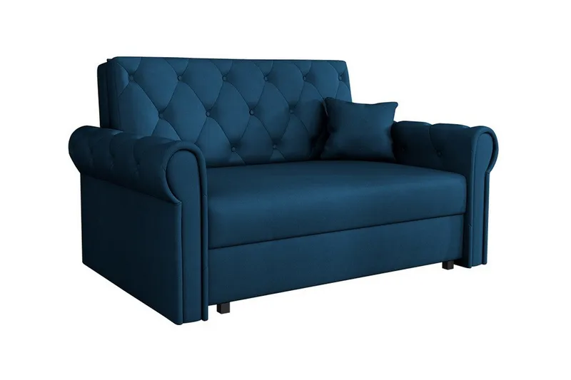 Denegal 2-sits liten bäddsoffa i Plysch, Blå