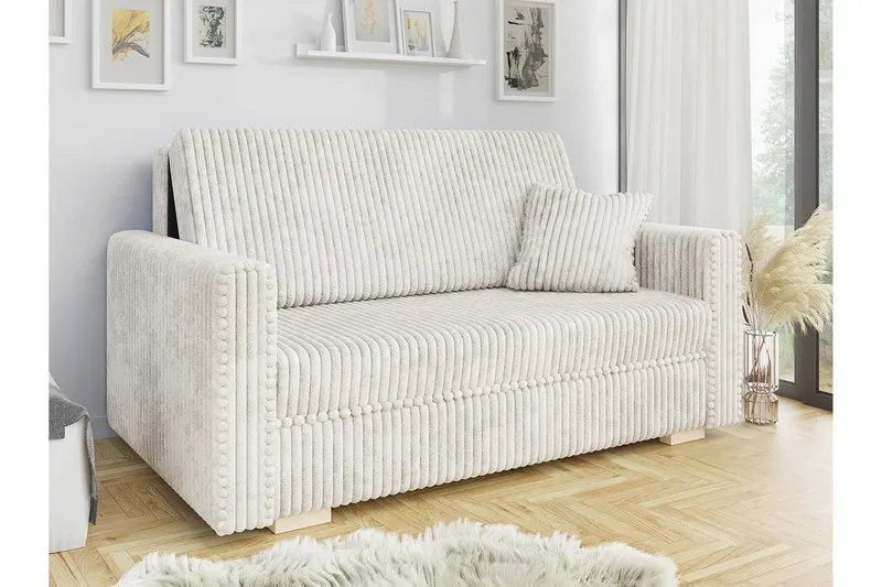 Denegal 2-sits liten bäddsoffa i Plysch - Beige - Möbler - Soffa - Bäddsoffa
