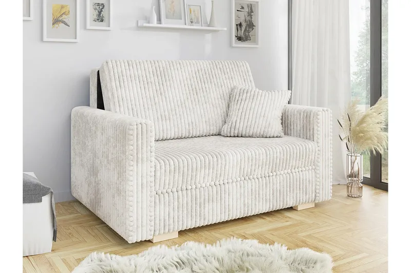 Denegal 2-sits liten bäddsoffa i Plysch - Beige - Möbler - Soffa - Bäddsoffa