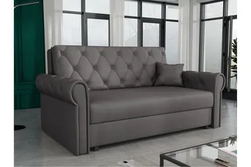 Denegal 2-sits liten bäddsoffa i Plysch - Grå - Möbler - Soffa - Bäddsoffa