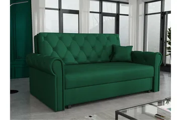 Denegal 2-sits liten bäddsoffa i Plysch - Grön - Möbler - Soffa - Bäddsoffa