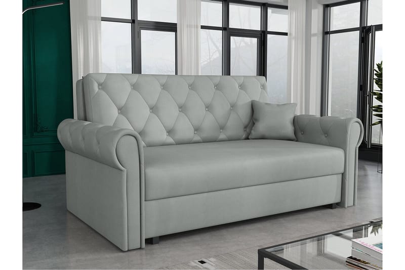 Denegal 2-sits liten bäddsoffa i Plysch - Grå - Möbler - Soffa - Bäddsoffa